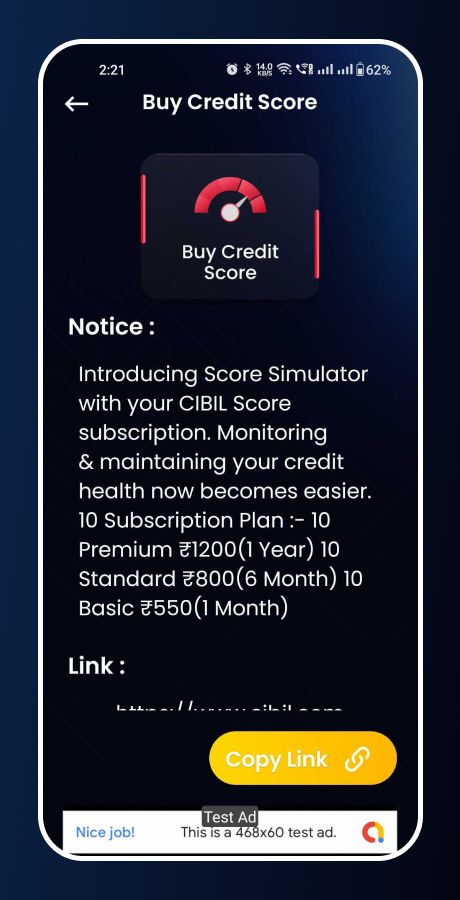 CIBIL Score - Credit Score Generator - Admob Ads