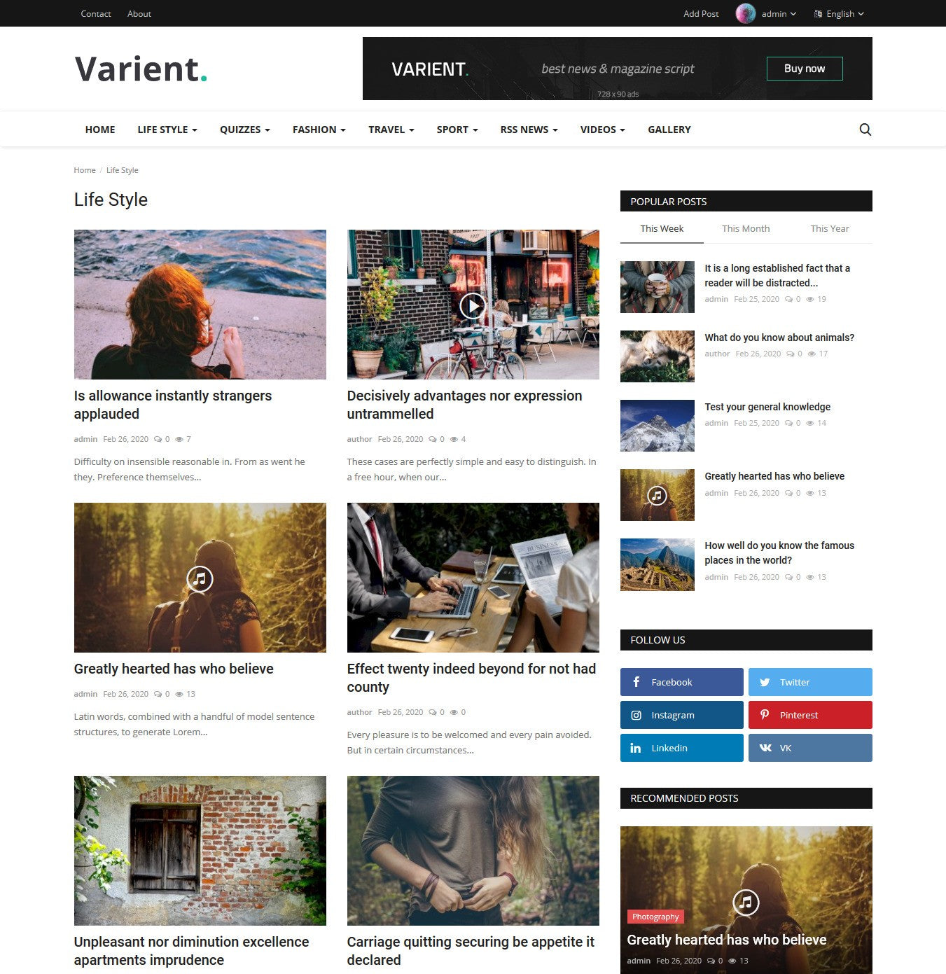 Varient - News & Magazine Script