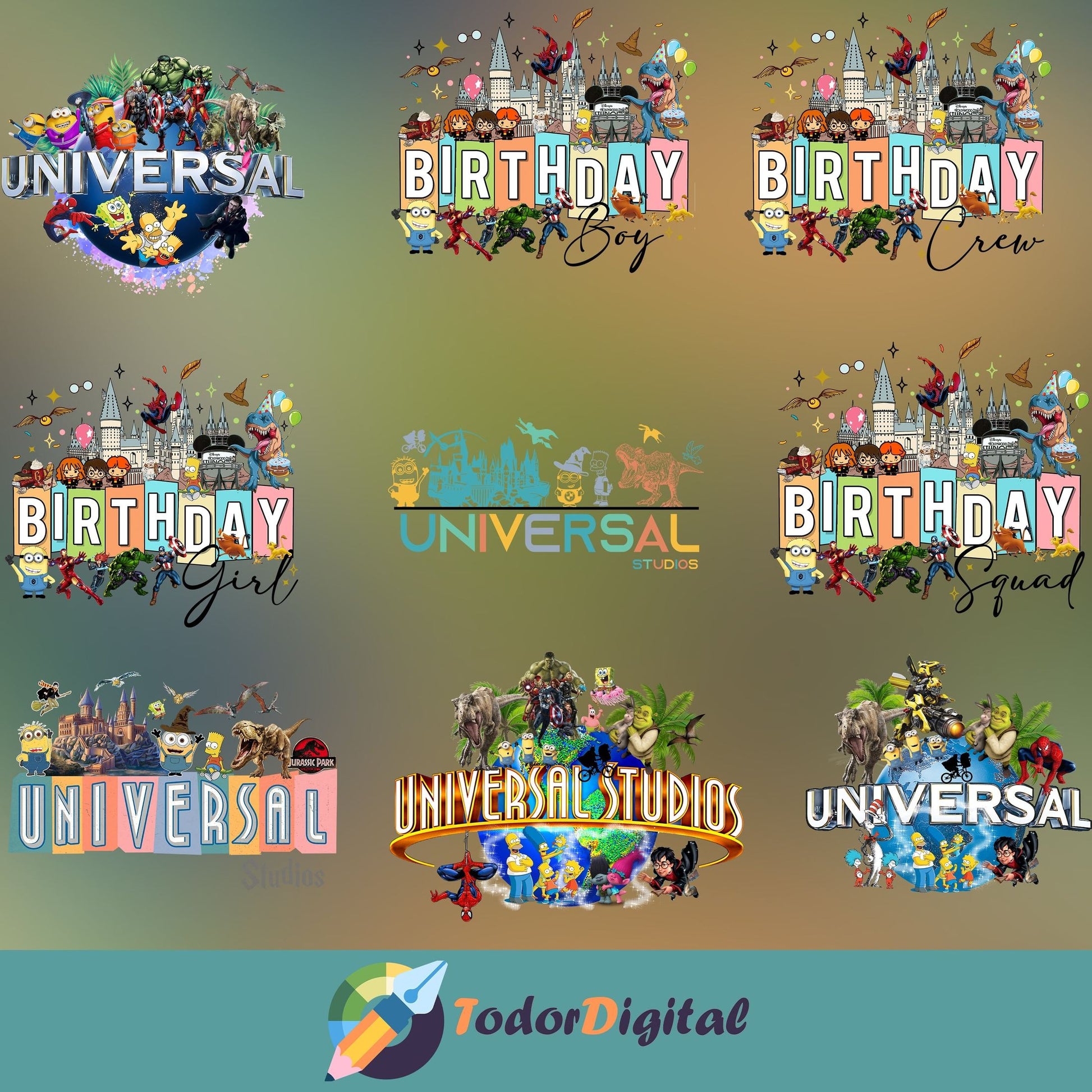 Universal Studios sublimations bundle