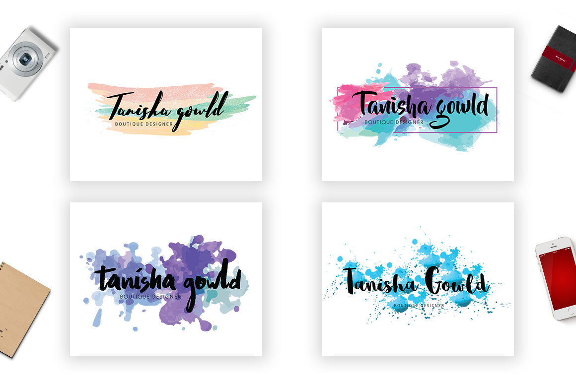 Watercolor and Brush Logos Branding Kit