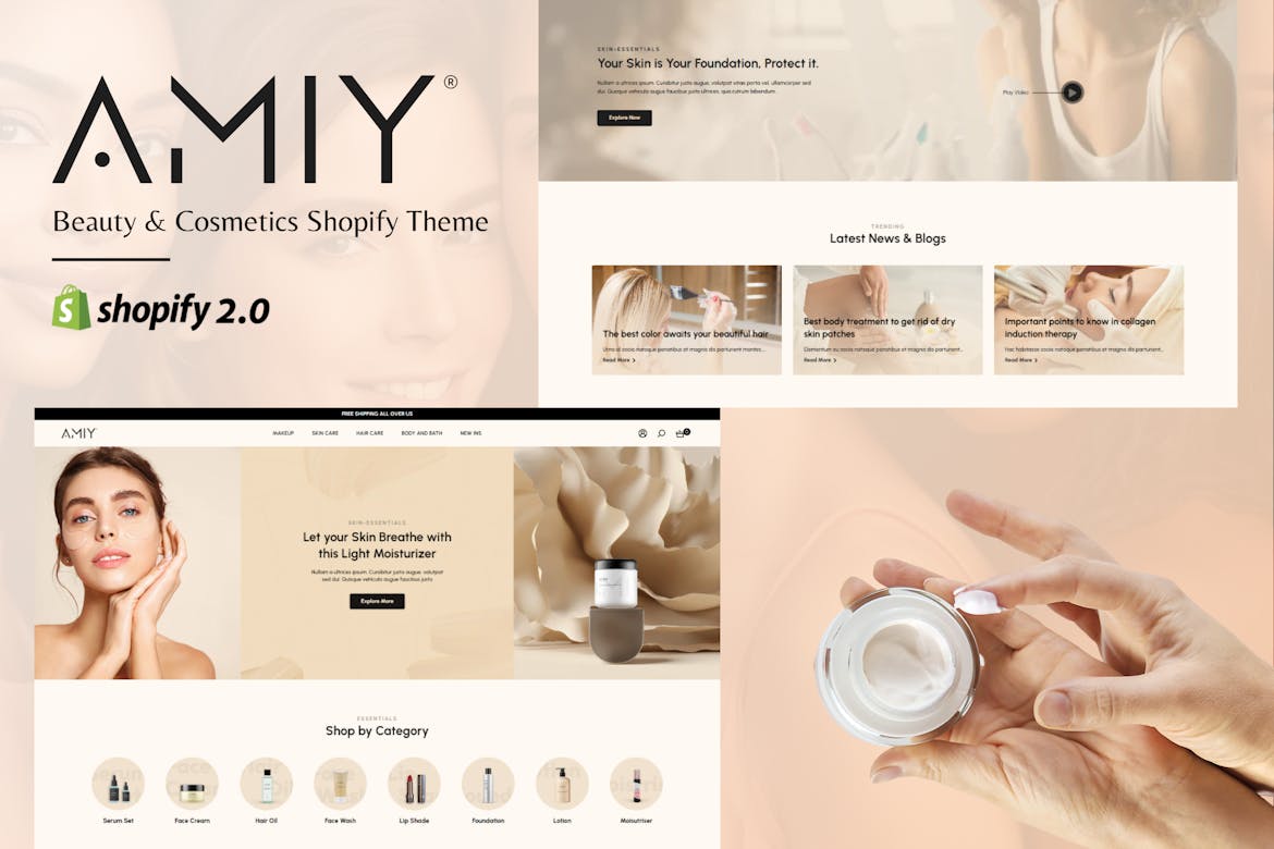 Amiy - Beauty & Cosmetics Shopify Theme