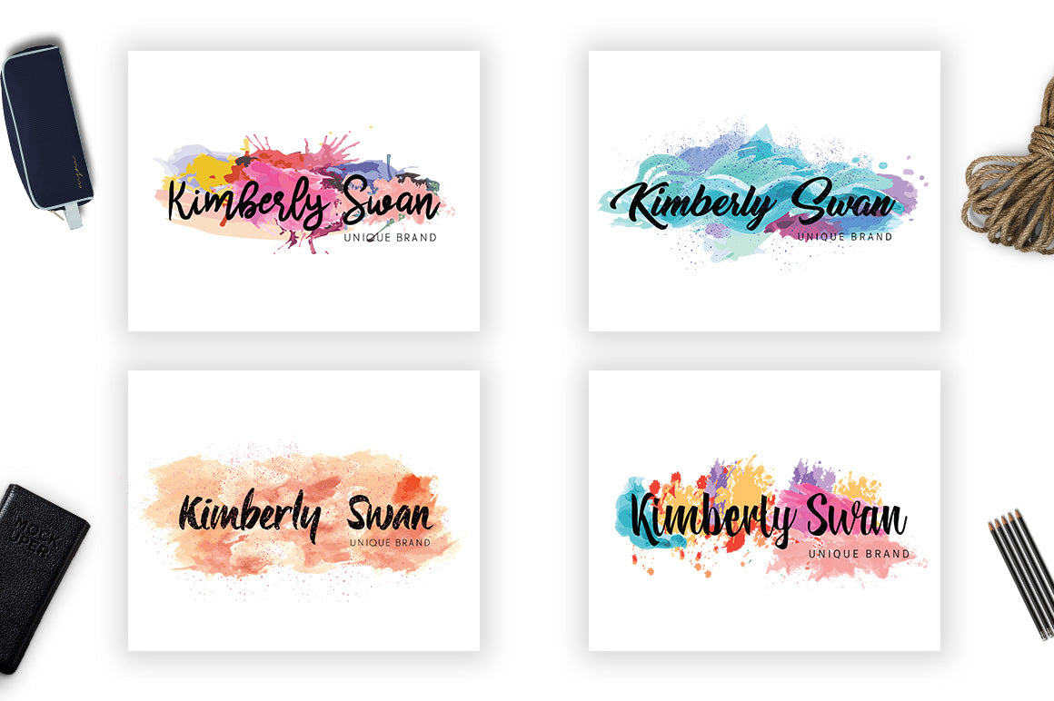 Watercolor and Brush Logos Branding Kit