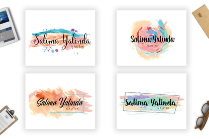 Watercolor and Brush Logos Branding Kit