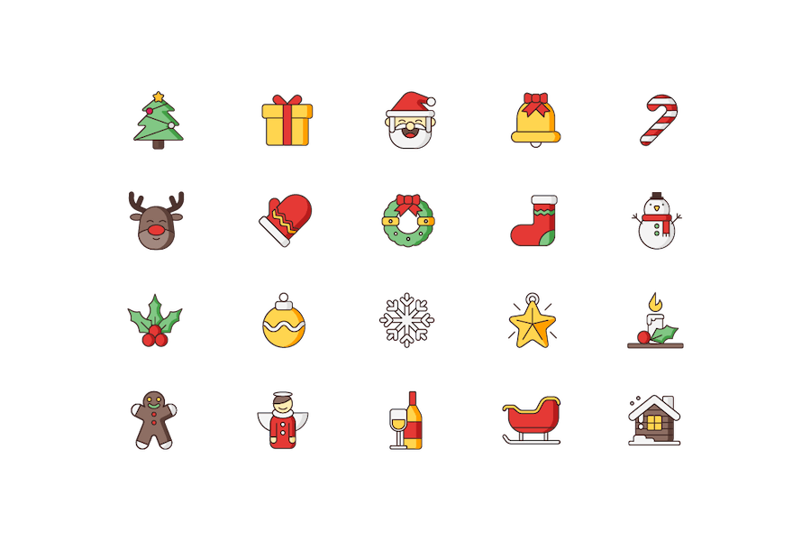 SVG Christmas Line Icons - Christmas Icons Bundles