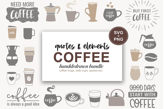 Coffee Lover Svg Elements - Coffee Bundle - Coffee  Clipart - Svg For Cricut