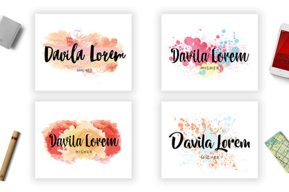 Watercolor and Brush Logos Branding Kit