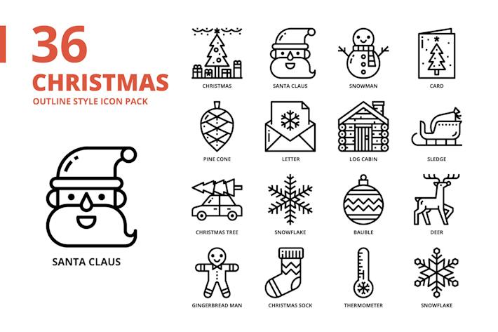 Christmas Outline - Christmas Icons Bundles