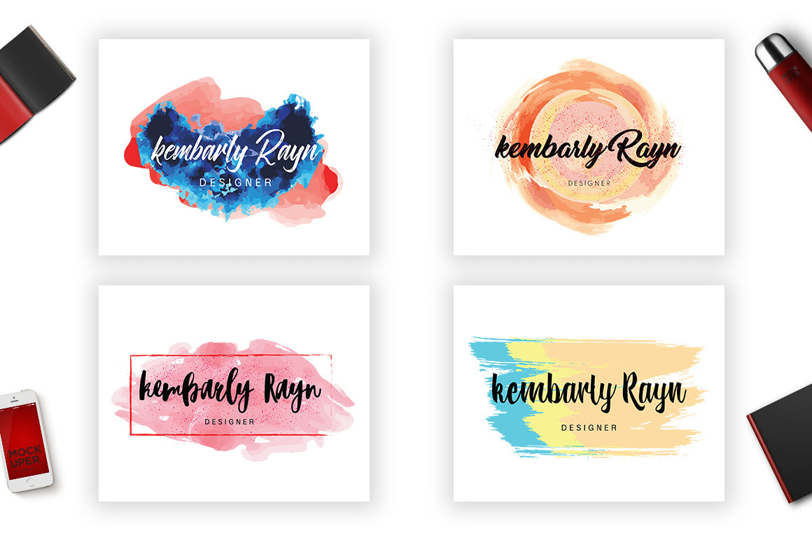 Watercolor and Brush Logos Branding Kit