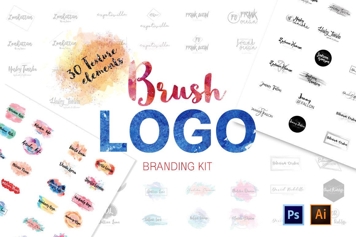 Watercolor and Brush Logos Branding Kit