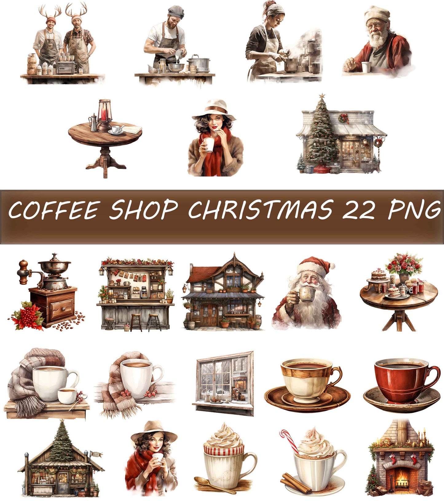 Coffee Clipart Png Huge Bundle - 192 individual PNG