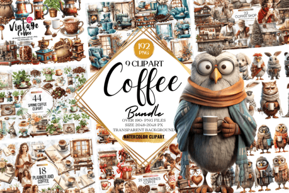 Coffee Clipart Png Huge Bundle - 192 individual PNG