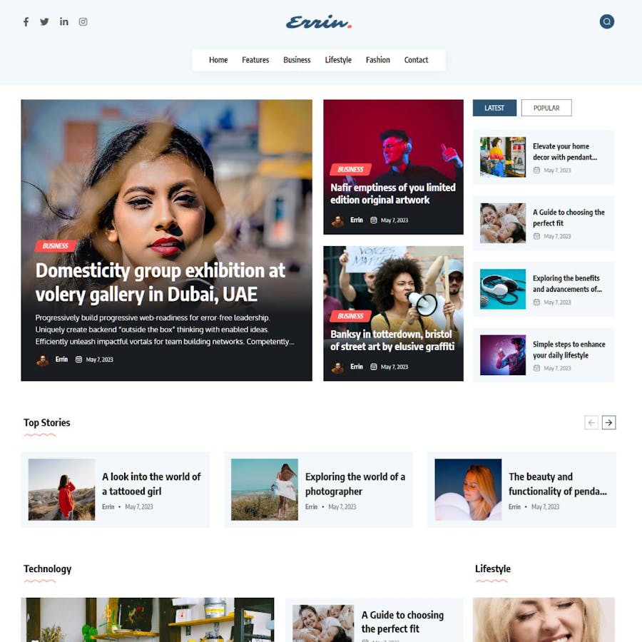 Errin - Newspaper & Personal Blog WordPress Theme