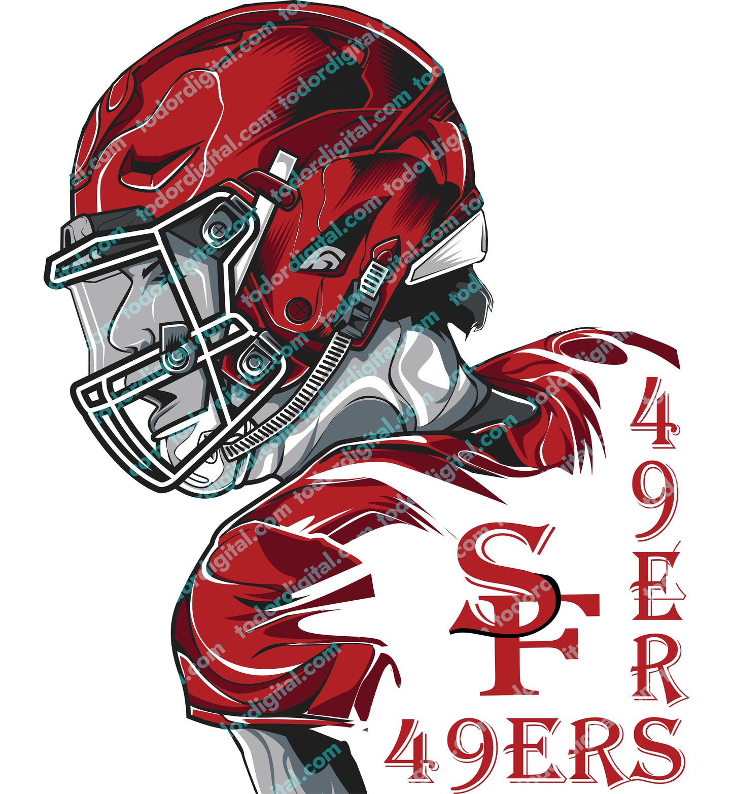 Football Svg File - Football Clipart - 49 ers Football Team Cut File - Football Vector Graphics - Svg For Cricut - Svg For Silhouette-EPS