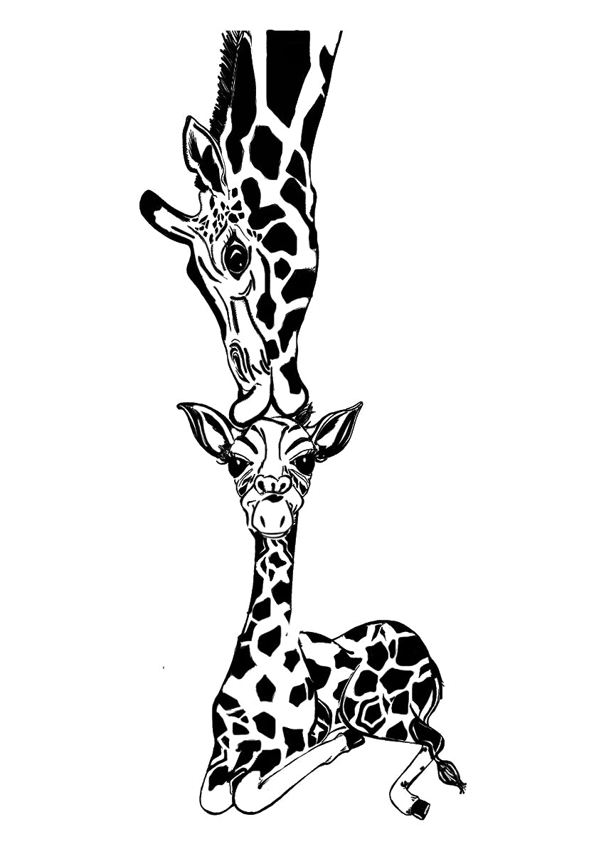 Giraffe With Baby Svg File - Giraffes Cubs Clipart - Safari Giraffes Cut File