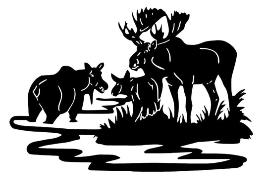 Moose Svg File - Mooses Svg - Moose With Cubs Clipart - Animals Svg