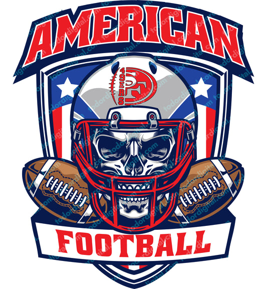 Football Svg File - Football Clipart - 49 ers Football Team Cut File - Skull Football Vector - American Football - American Soccer SVG