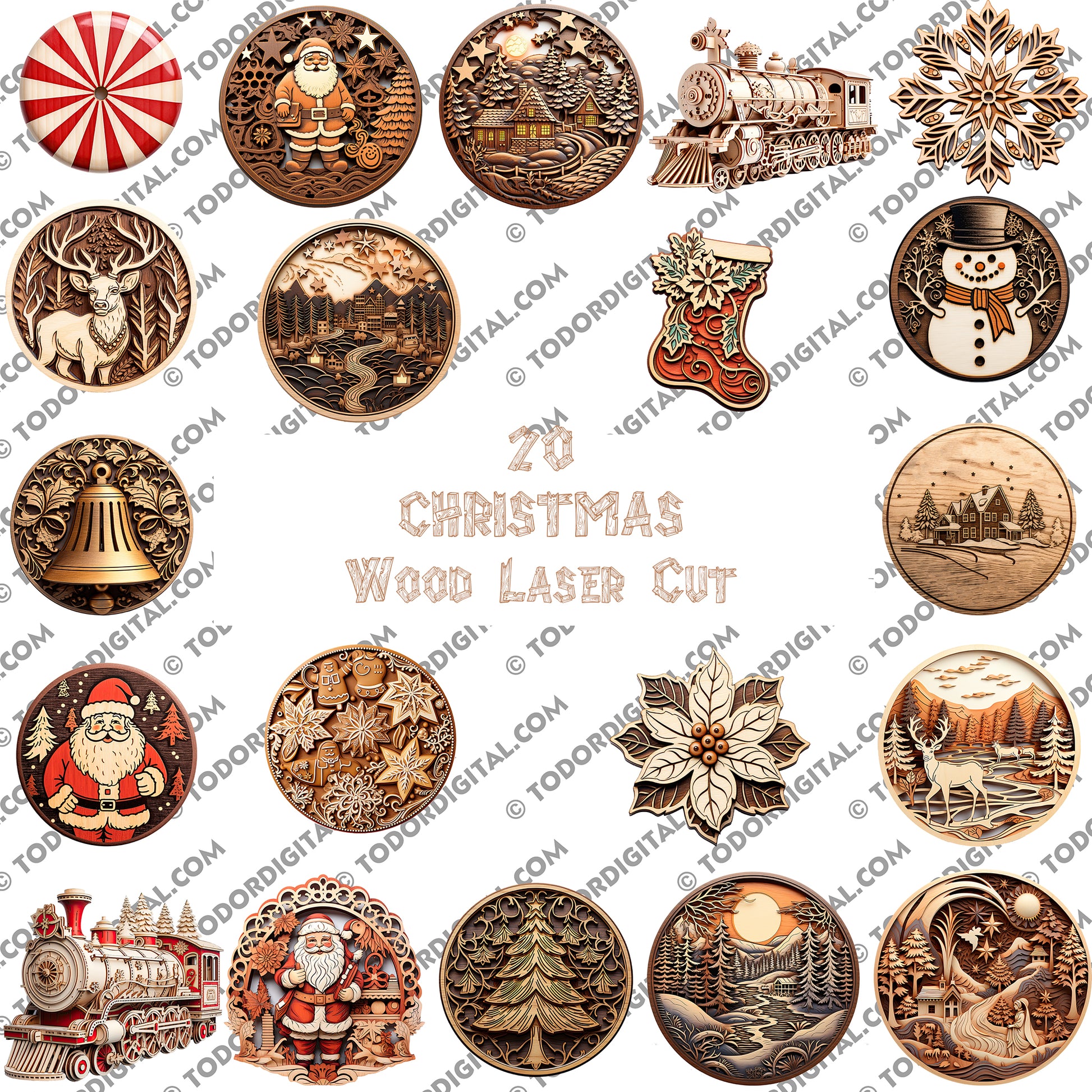 Christmas Wood Laser Cut Sublimation - TodorDigital