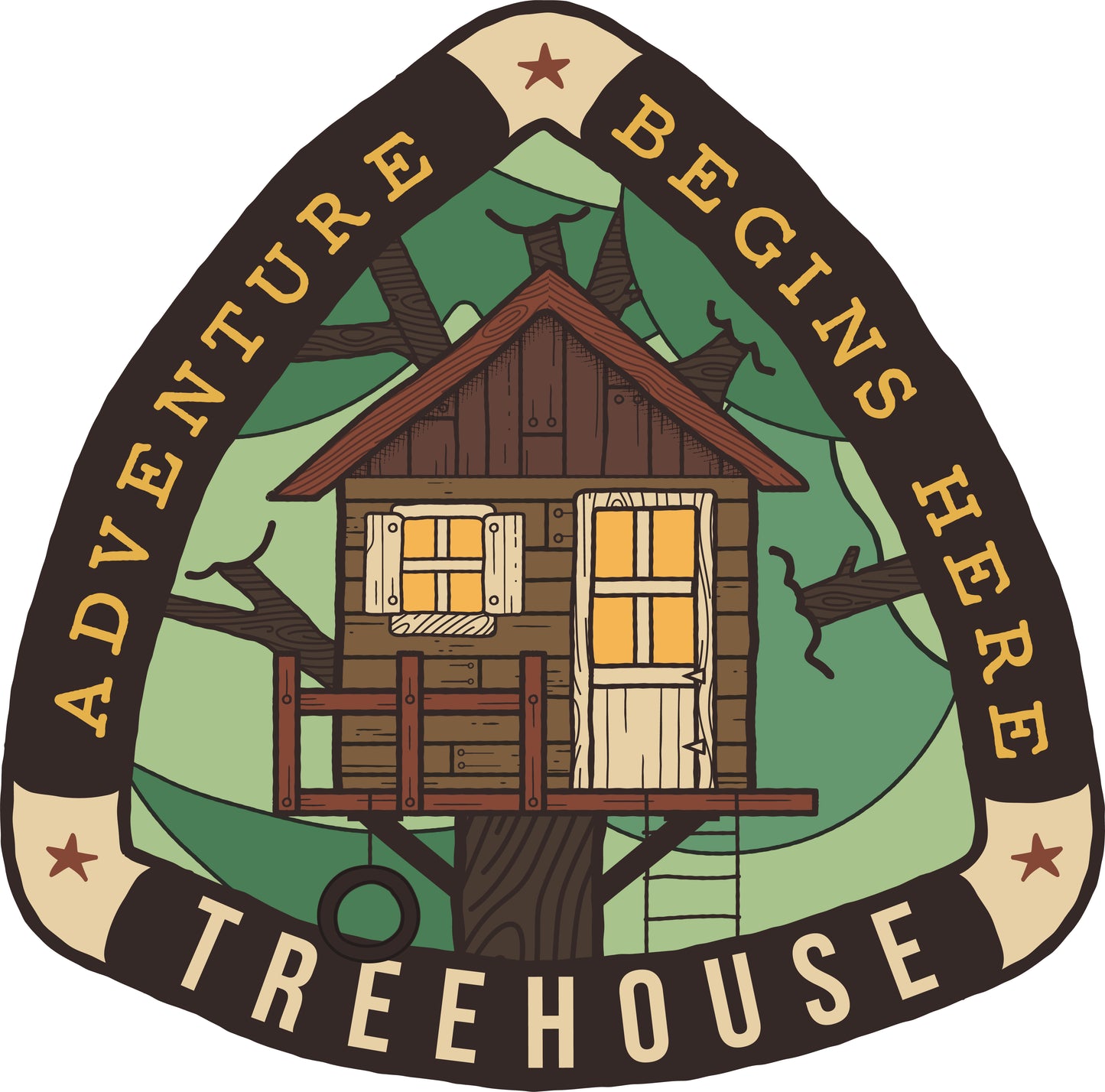 Tree House Badge - Vintage Camping Logo Patch SVG