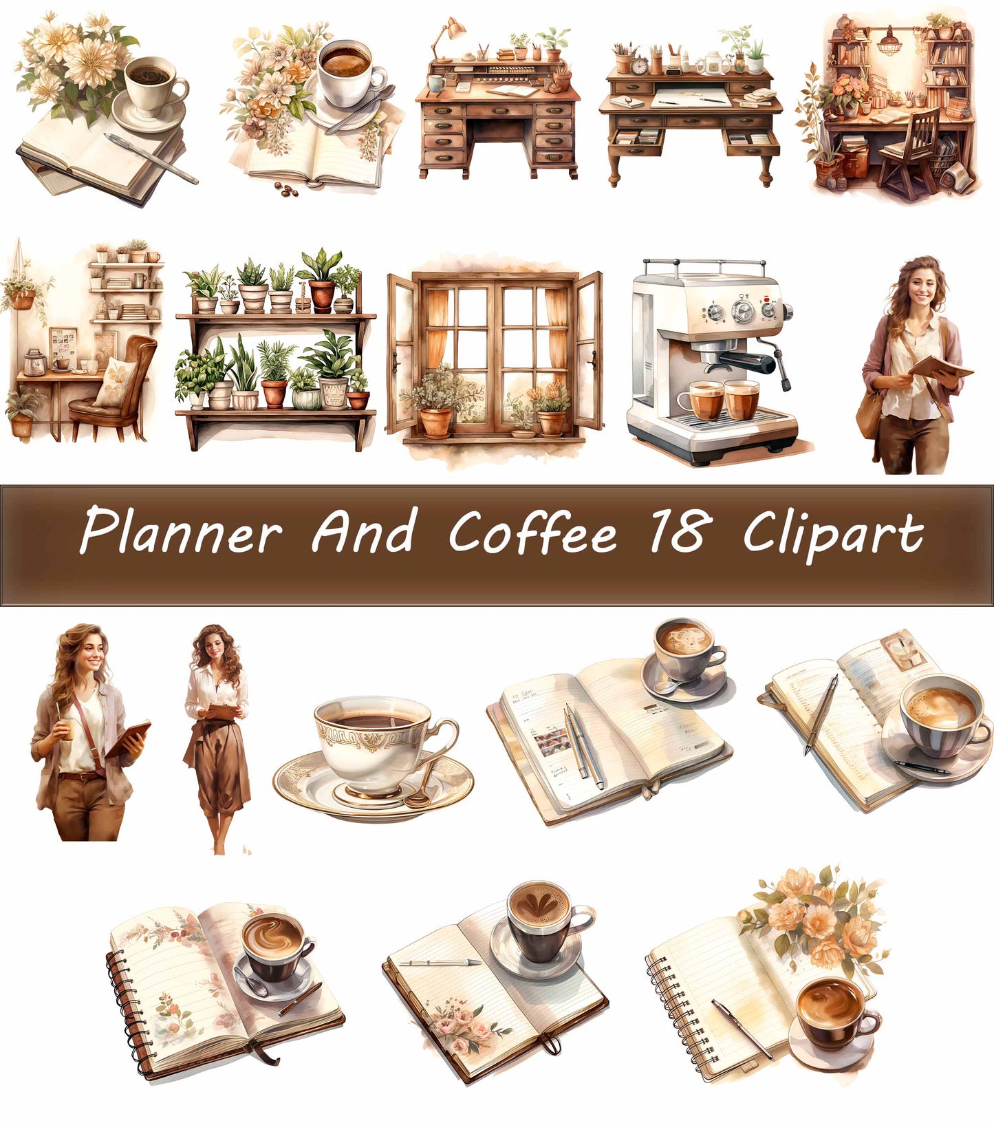 Coffee Clipart Png Huge Bundle - 192 individual PNG