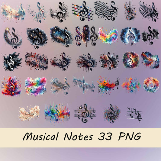 Musical Notes Clipart Bundle - 33 PNG