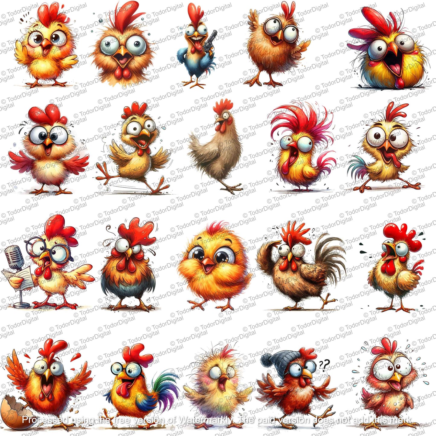 Watercolor Chicken Clipart - Chicken 60 Png - Bundle