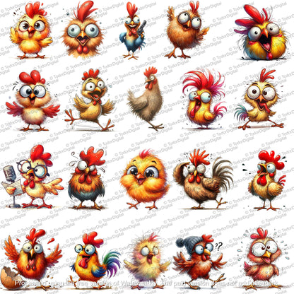 Watercolor Chicken Clipart - Chicken 60 Png - Bundle