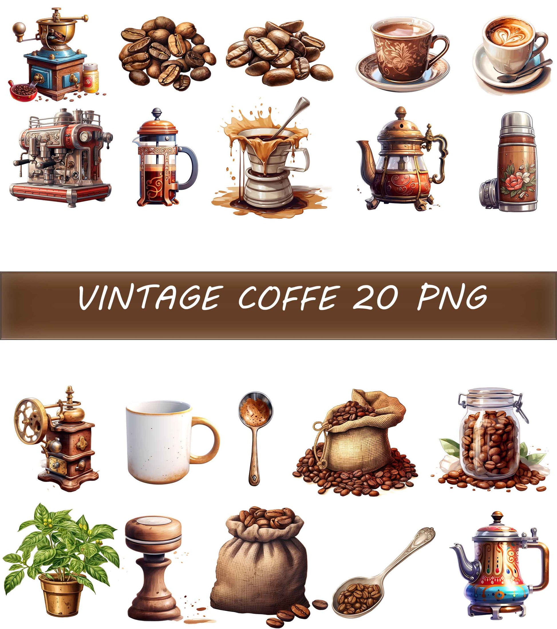 Coffee Clipart Png Huge Bundle - 192 individual PNG