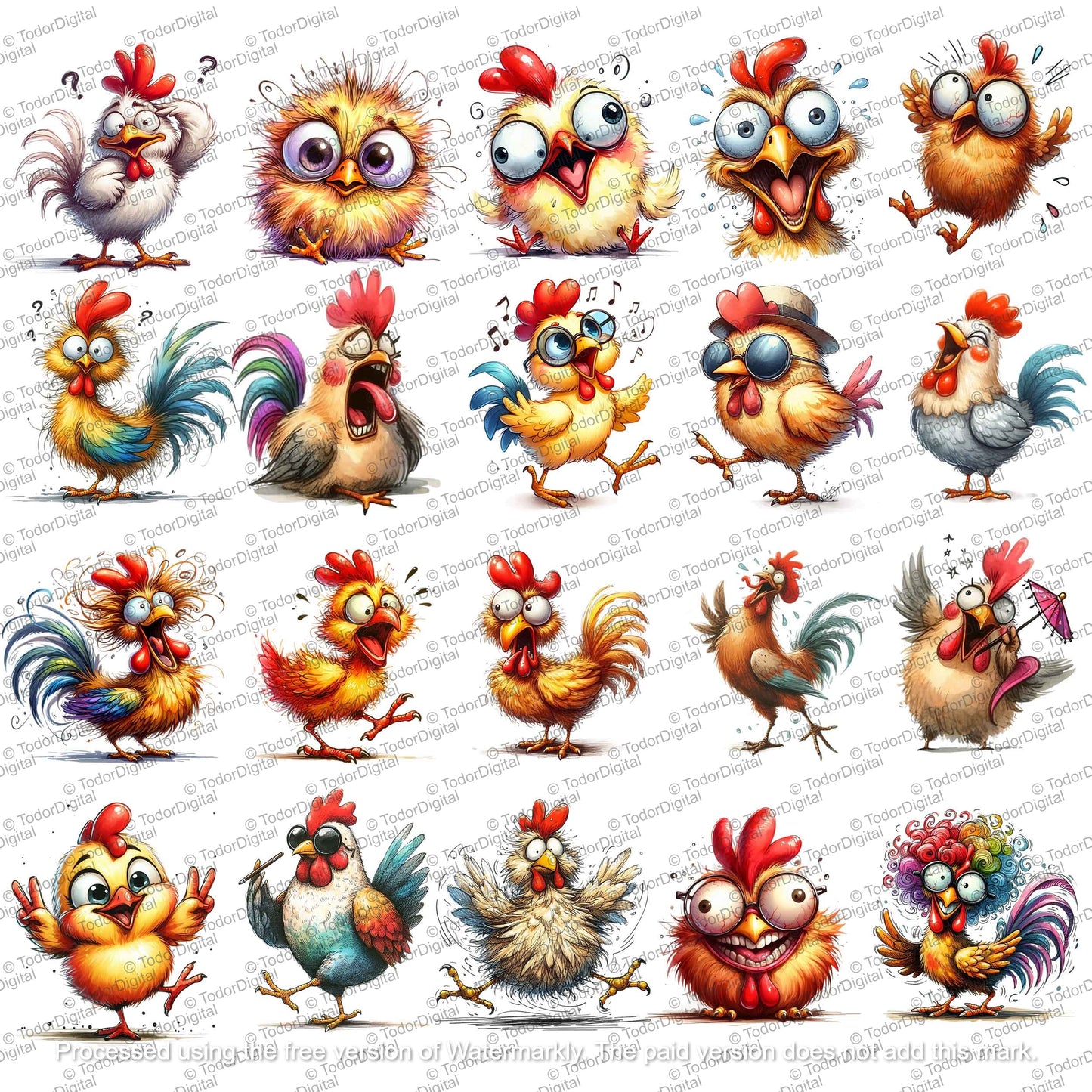 Watercolor Chicken Clipart - Chicken 60 Png - Bundle