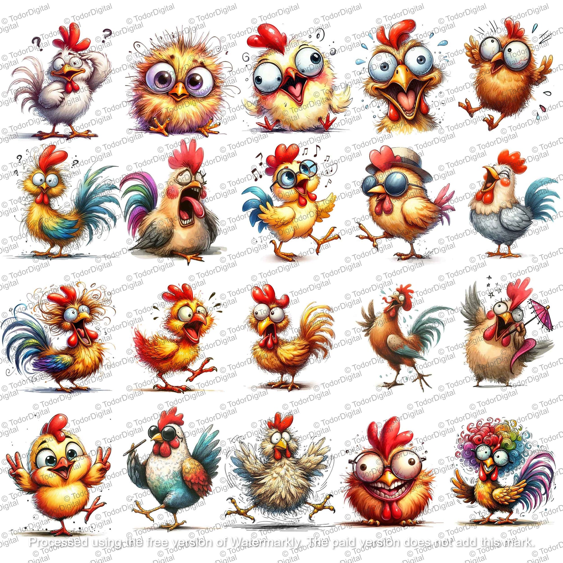 Watercolor Chicken Clipart - Chicken 60 Png - Bundle