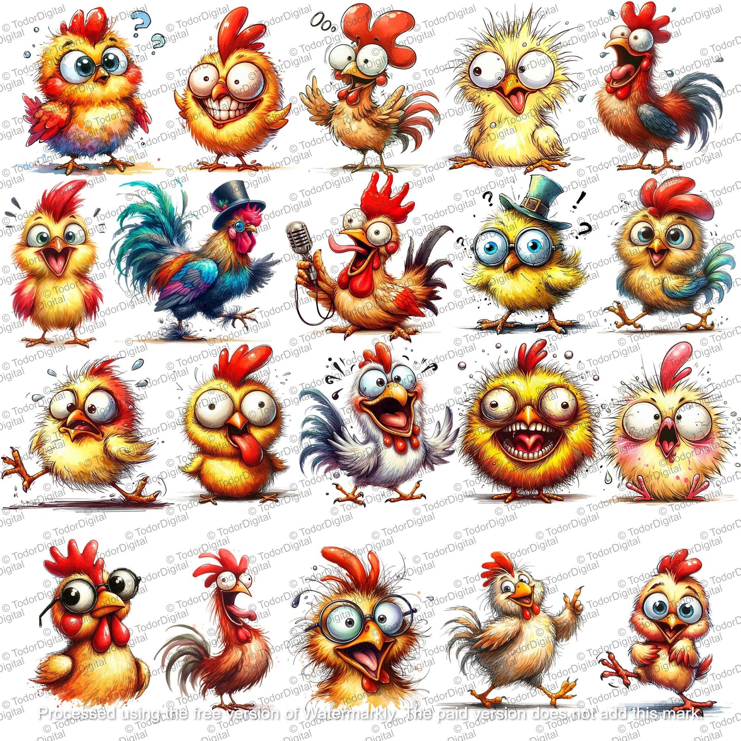 Watercolor Chicken Clipart - Chicken 60 Png - Bundle