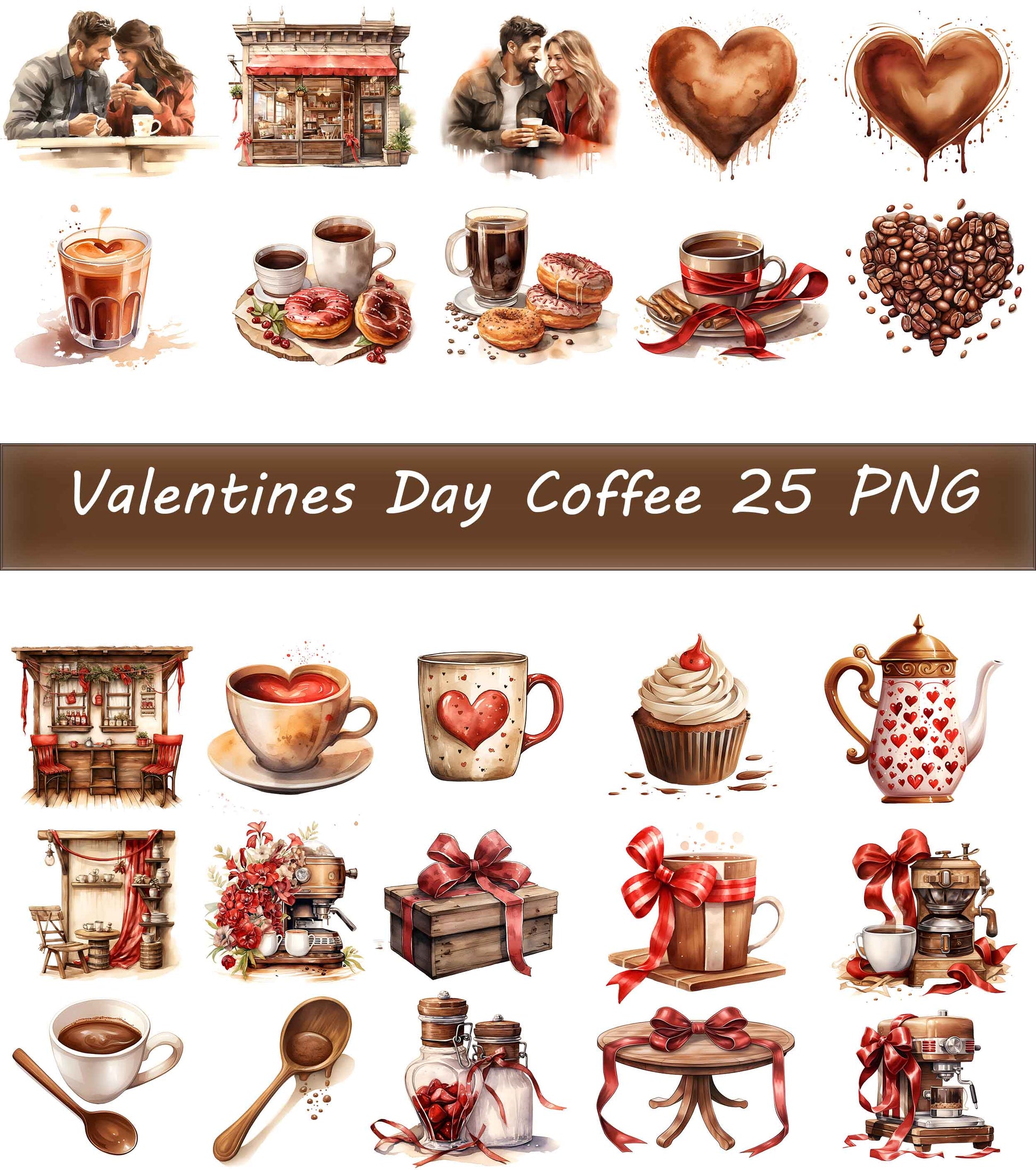 Coffee Clipart Png Huge Bundle - 192 individual PNG