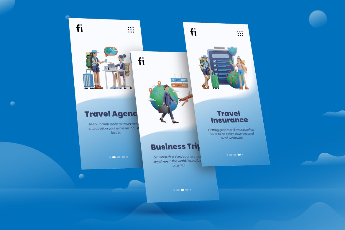 3D Travel Illustrations - 3D Vacation - 3D models /PNG/PSD/BLENDER/GLTF/FIGMA