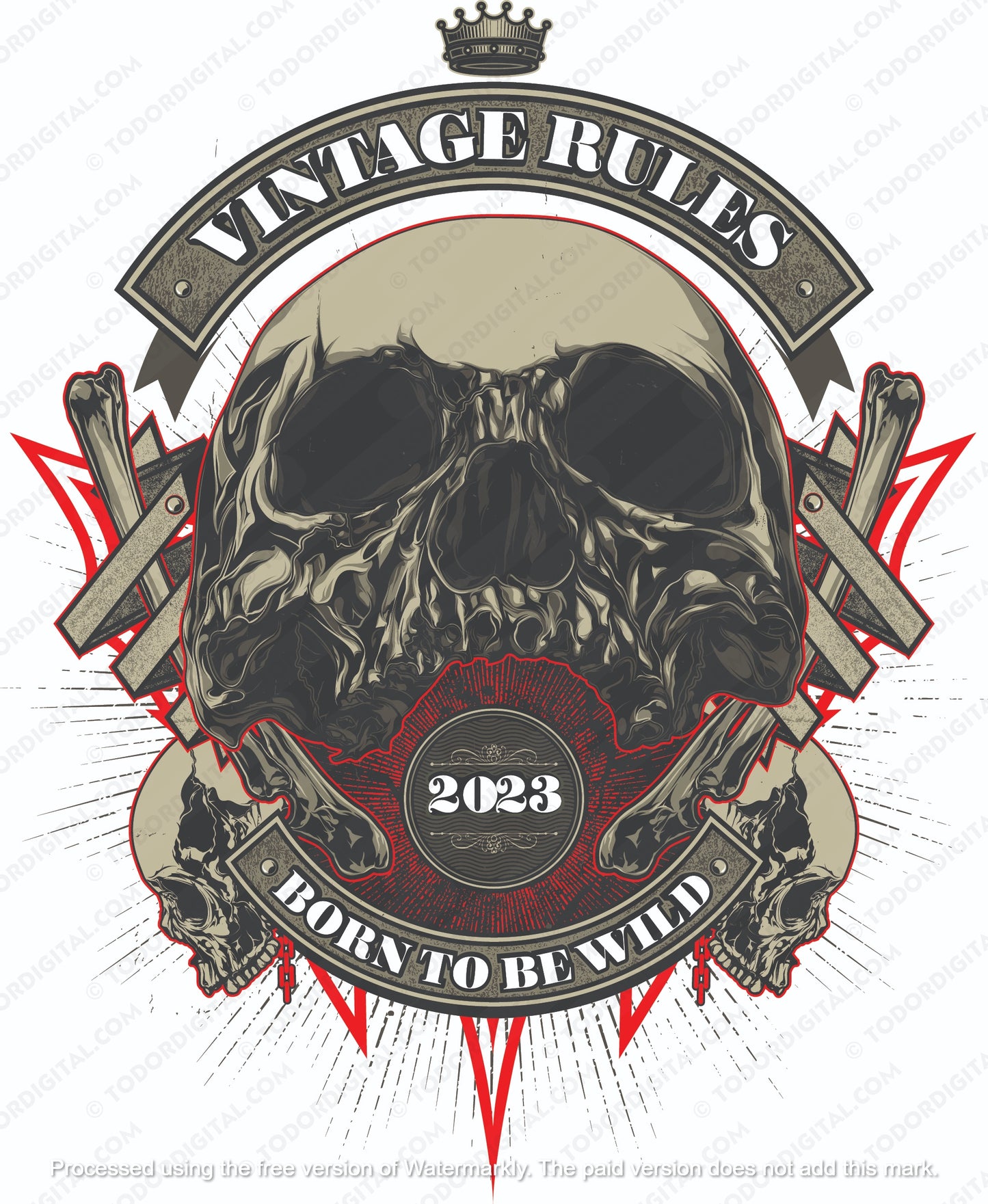 Biker Skull - 2023-2024 / Skull Vector Graphic