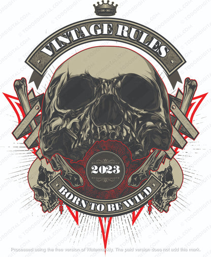 Biker Skull - 2023-2024 / Skull Vector Graphic