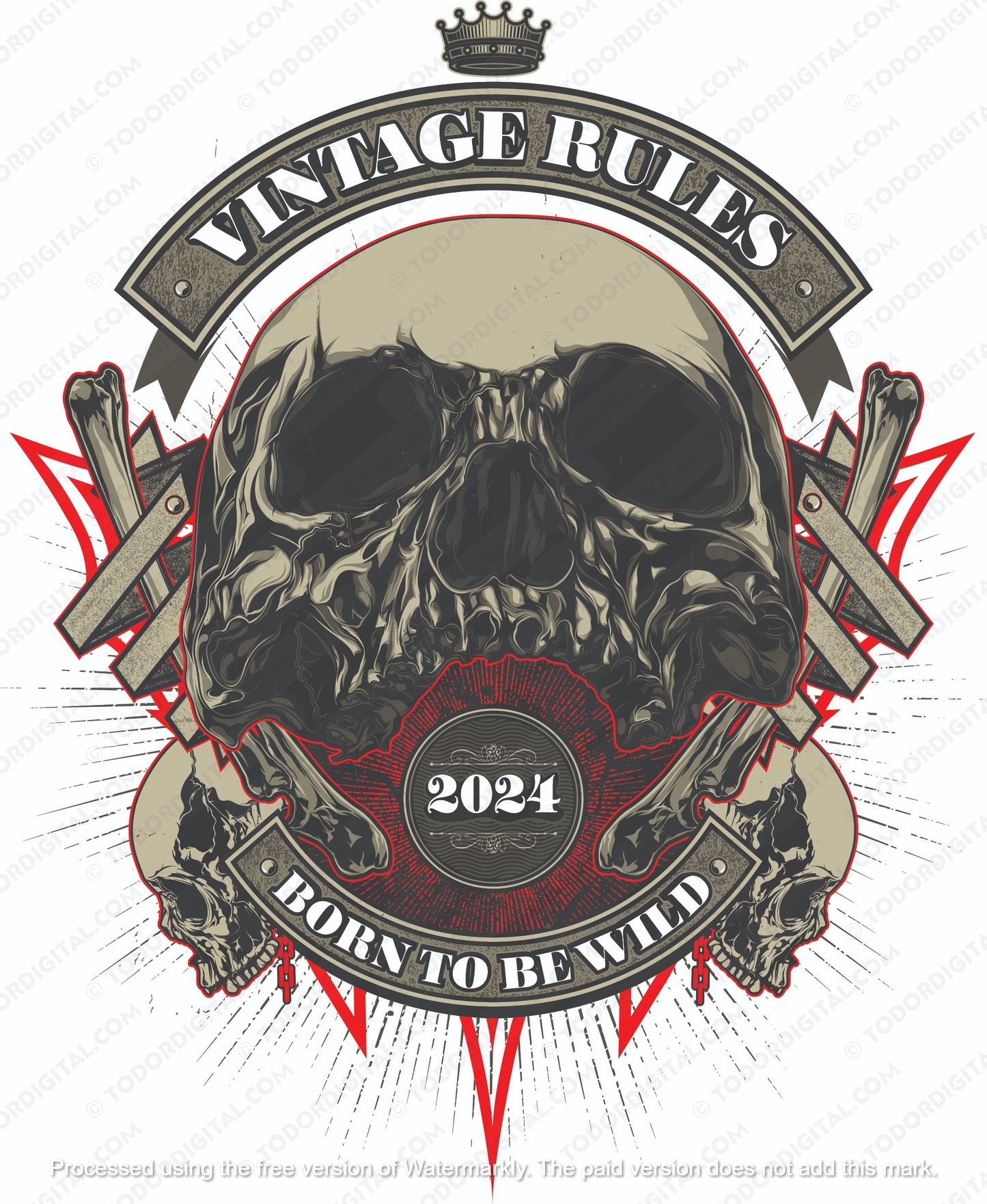 Biker Skull - 2023-2024 / Skull Vector Graphic