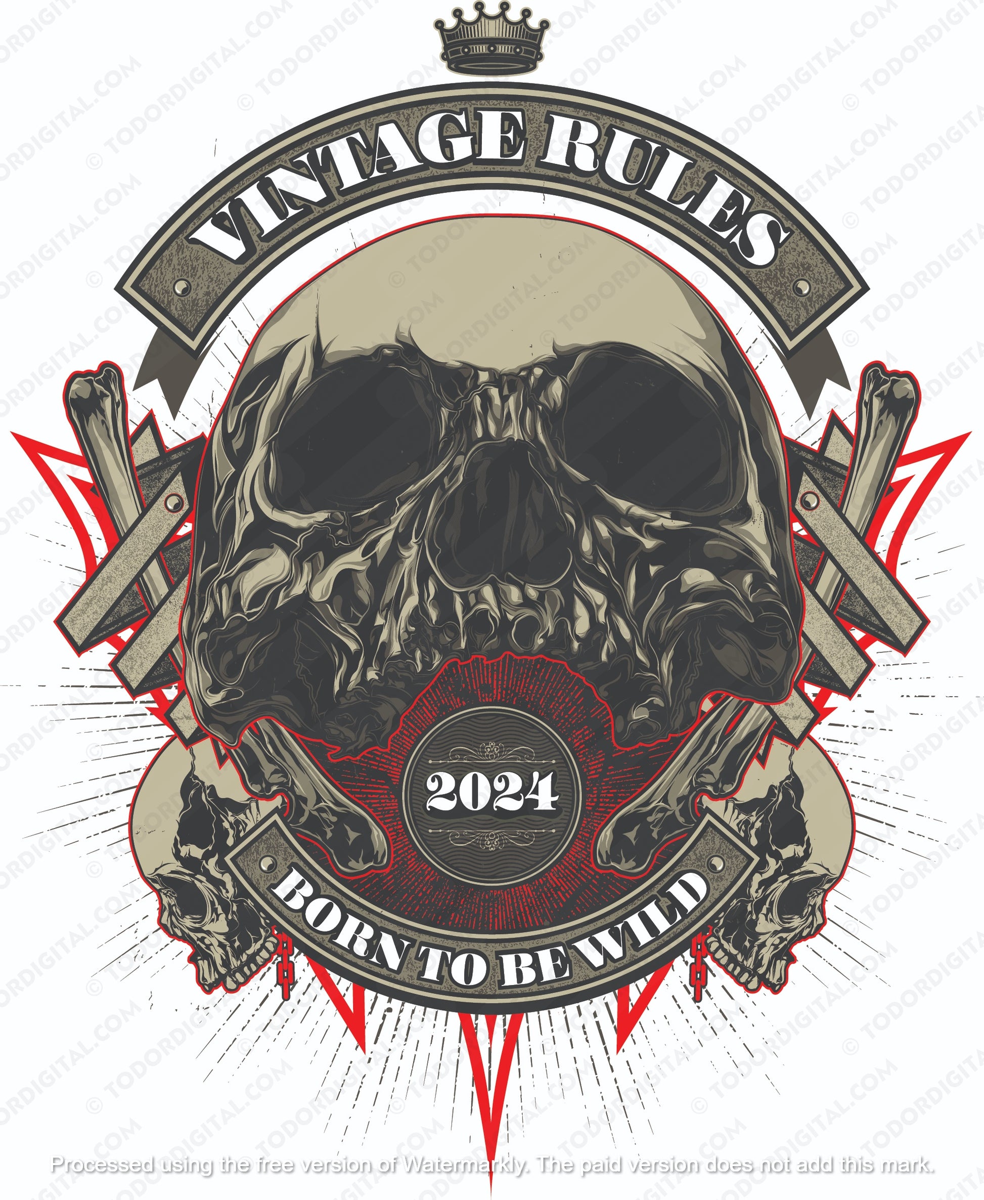 Biker Skull - 2023-2024 / Skull Vector Graphic