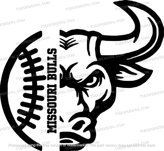 Baseball Svg File - Bulls Svg - Missouri Bulls Svg - Baseball Clipart - Vector Graphics - Svg For Cricut - Svg For Silhouette