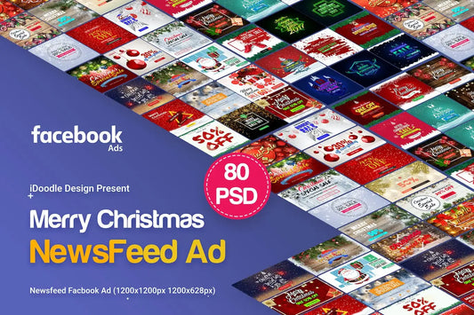 Merry Christmas News Feed Banners Ad - 80PSD Facebook PSD Bundle