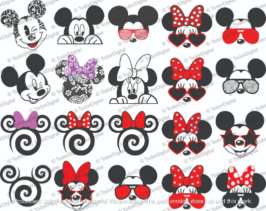 Mickey And Minnie Svg Files - Mickey And Minnie Mouse Cliparts Bundle