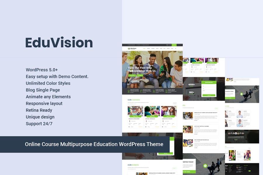 Eduvision - Online Course Education WordPress Theme