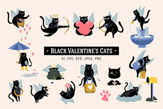 17 Cupid Cats For Valentine's Day - Cupid Cats Bundles