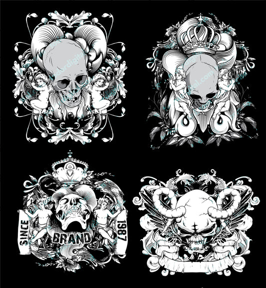 Skull T-shirt Designs Logos / Printable Designs Bundle / SVG, PNG, AI, EPS - TodorDigital