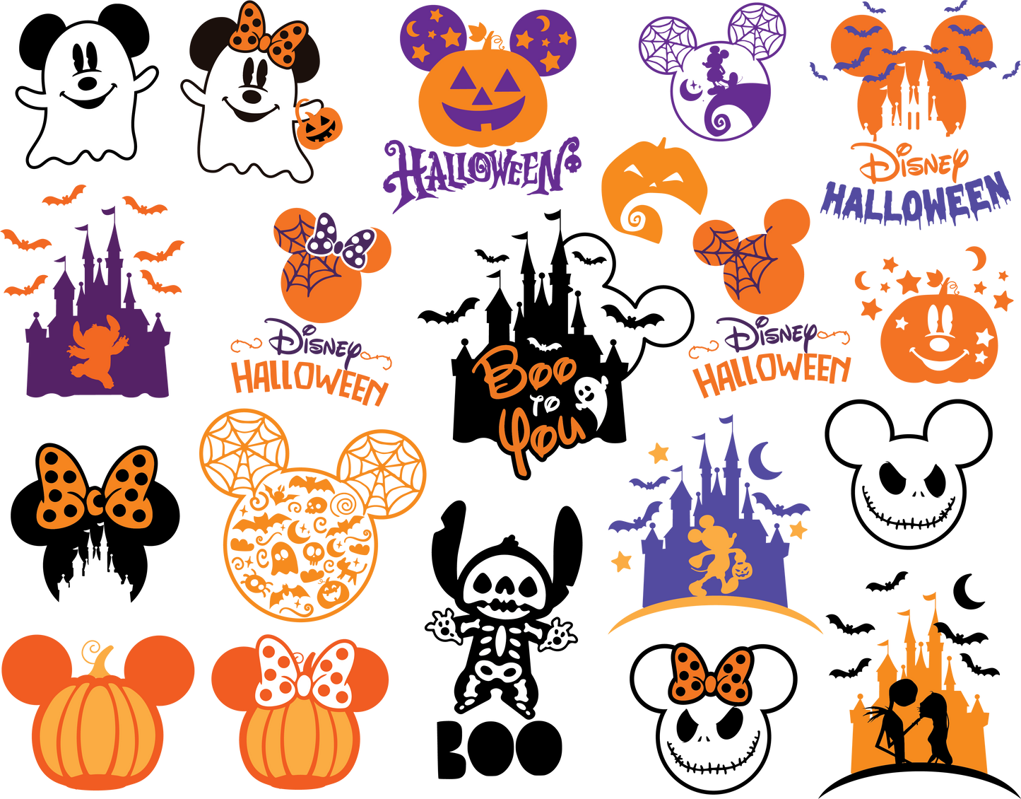 Disney Halloween Svg bundle - Disney Characters Vector Graphics - Cartoons Svg Files - Halloween Design - Cartoons Halloween Cliparts