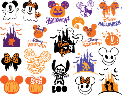 Disney Halloween Svg bundle - Disney Characters Vector Graphics - Cartoons Svg Files - Halloween Design - Cartoons Halloween Cliparts