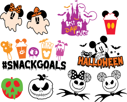 Disney Halloween Svg bundle - Disney Characters Vector Graphics - Cartoons Svg Files - Halloween Design - Cartoons Halloween Cliparts