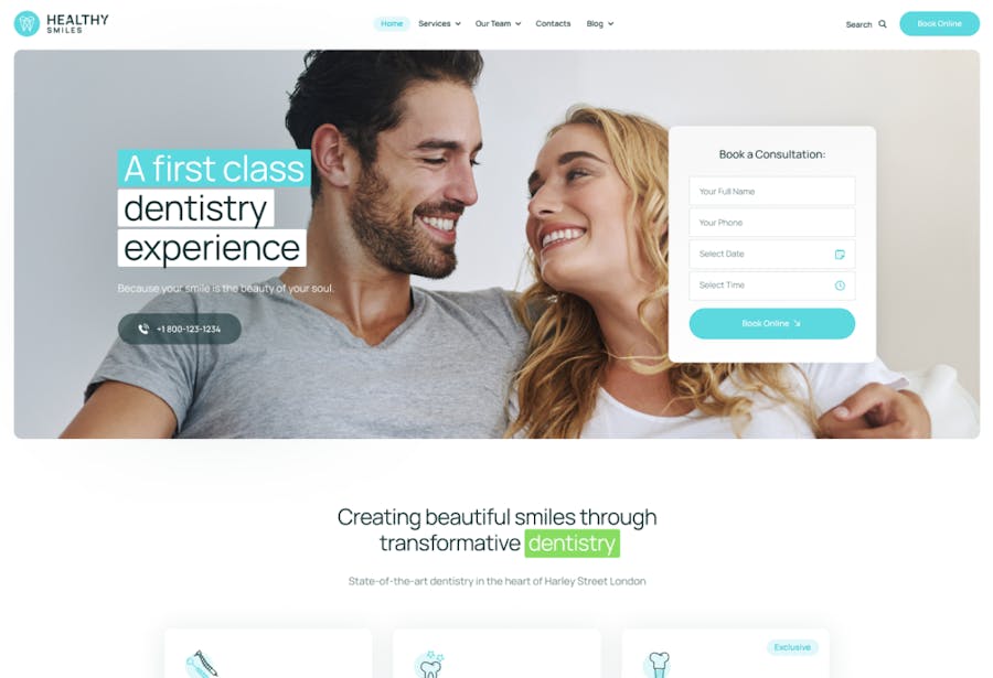 Healthy Smiles - Dental WordPress Theme