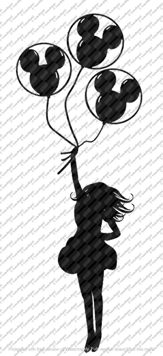 Girl Svg File - Girl With Balloons Svg Design - Balloons Cut File  - Funny Girl Vector Graphics - Svg For Cricut  - Svg For Silhouette - DXF