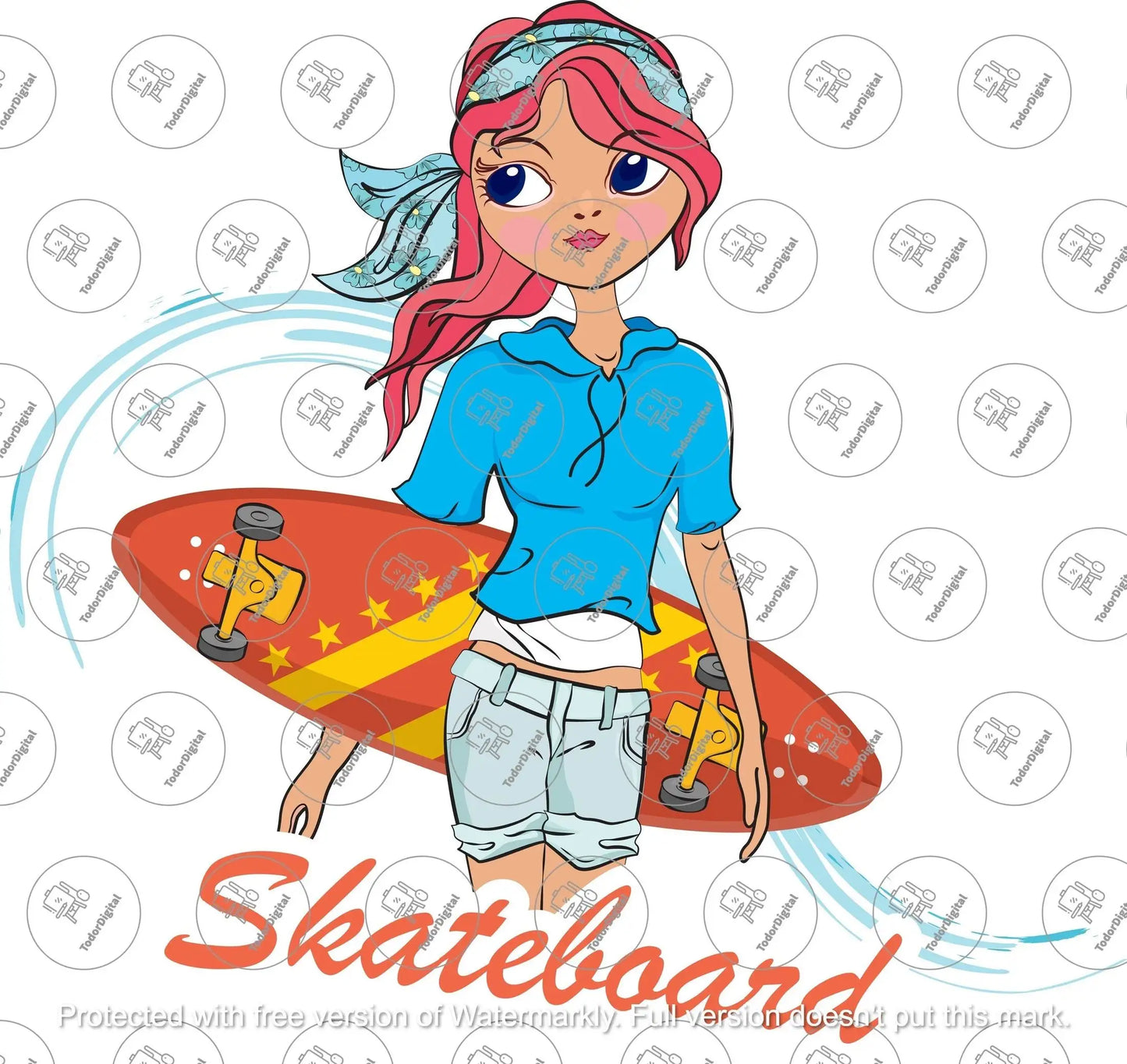 Cute Girl With Skateboard, Skateboard Svg, Girl With Skateboard Clipart, Skateboard Clipart, Skateboard Print Files, Skateboard Girl Shirts