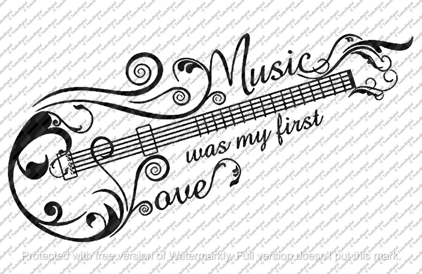 Guitar Svg File - Notes Svg - Music Svg Design - Guitars Cut File - Electric Guitar Vector Graphics - Svg For Cricut - Svg For Silhouette