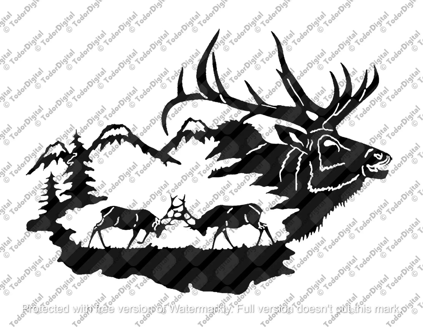 Elk Svg File, Deer Svg, Buck Clipart, Elk Vector Graphics, Animals Svg, Wild Animals Cut File.